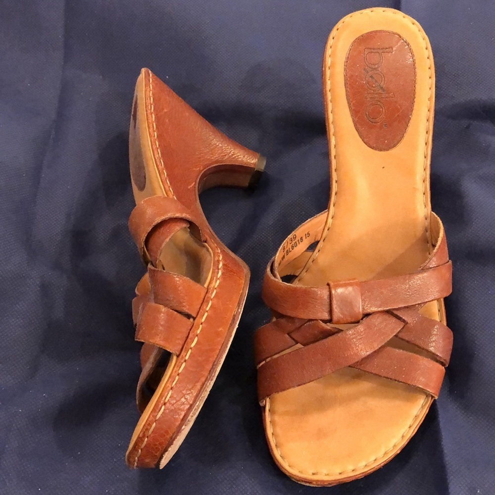 BOLO LEATHER HEELED SANDALS EUC sz 8/39 - Picture 2 of 8